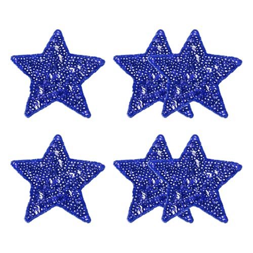 YELARXI Pailletten-Stern-Aufnäher zum Aufbügeln, bestickt, 6,6 x 6,6 cm, geeignet für DIY-Schuhe, Hüte, Rucksäcke, Kleidung, Reparaturen – (6 Stück, dunkelblau) von YELARXI