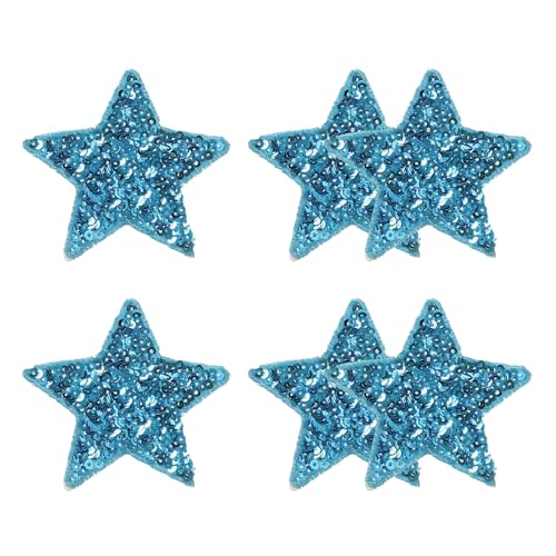 YELARXI Pailletten-Stern-Aufnäher zum Aufbügeln, bestickt, 6,6 x 6,6 cm, passend für DIY-Schuhe, Hüte, Rucksäcke, Kleidung, Reparaturen – (6 Stück, blau) von YELARXI