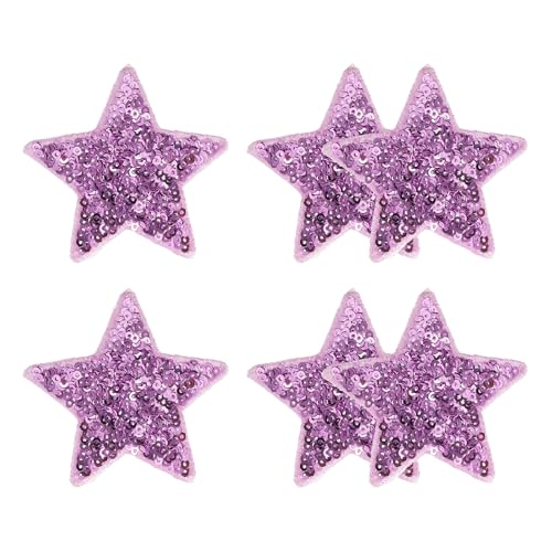 YELARXI Pailletten-Stern-Aufnäher zum Aufbügeln, bestickt, 6,6 x 6,6 cm, passend für DIY-Schuhe, Hüte, Rucksäcke, Kleidung, Reparaturen – (6 Stück, lila) von YELARXI