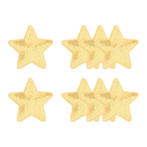 YELARXI Pailletten-Stern-Aufnäher zum Aufbügeln, bestickt, 7,1 x 7,1 cm, geeignet für DIY-Schuhe, Hüte, Rucksäcke, Kleidung, Reparaturen – (8 Stück, Gold) von YELARXI