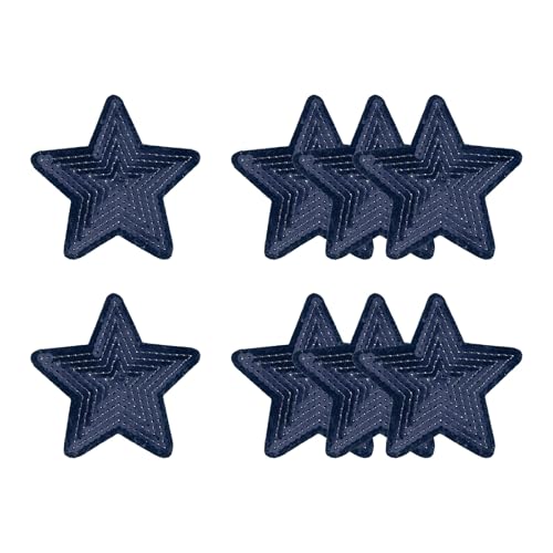 YELARXI Pailletten-Stern-Aufnäher zum Aufbügeln, bestickt, 7,1 x 7,1 cm, geeignet für DIY-Schuhe, Hüte, Rucksäcke, Kleidung, Reparaturen – (8 Stück, dunkelblau) von YELARXI