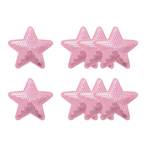 YELARXI Pailletten-Stern-Aufnäher zum Aufbügeln, bestickt, 7,1 x 7,1 cm, passend für DIY-Schuhe, Hüte, Rucksäcke, Kleidung, Reparaturen – (8 Stück, Rosa) von YELARXI