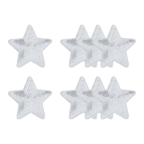 YELARXI Pailletten-Stern-Aufnäher zum Aufbügeln, bestickt, 7,1 x 7,1 cm, passend für DIY-Schuhe, Hüte, Rucksäcke, Kleidung, Reparaturen – (8 Stück, Silber) von YELARXI