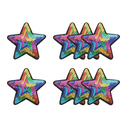 YELARXI Pailletten-Stern-Aufnäher zum Aufbügeln, bestickt, 7,1 x 7,1 cm, passend für DIY-Schuhe, Hüte, Rucksäcke, Kleidung, Reparaturen – (8 Stück, bunt) von YELARXI