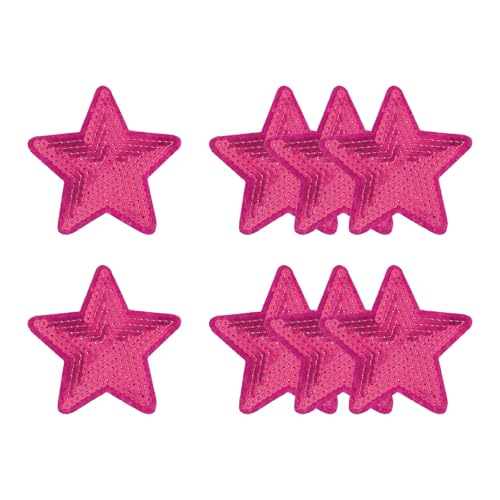 YELARXI Pailletten-Stern-Aufnäher zum Aufbügeln, bestickt, 7,1 x 7,1 cm, passend für selbstgemachte Schuhe, Hüte, Rucksäcke, Kleidung, Reparatur – (8 Stück, Rose) von YELARXI