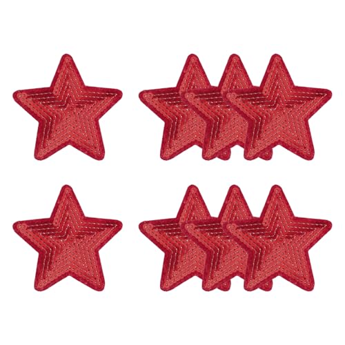 YELARXI Pailletten-Stern-Aufnäher zum Aufbügeln, bestickt, zum Aufnähen, Pailletten, Glitzer, 8,9 x 8,9 cm, geeignet für DIY-Schuhe, Hüte, Rucksäcke, Kleidung, Reparatur – (8 Stück, rot) von YELARXI