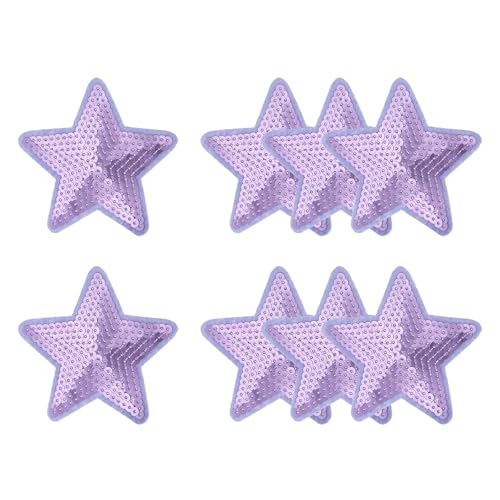 YELARXI Pailletten-Stern-Aufnäher zum Aufbügeln, bestickt, zum Aufnähen, Pailletten, Glitzer, 8,9 x 8,9 cm, passend für DIY-Schuhe, Hüte, Rucksäcke, Kleidung, Reparaturen – (8 Stück, lila) von YELARXI