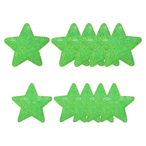 YELARXI Pailletten-Stern-Aufnäher zum Aufbügeln, bestickt, zum Aufnähen und Aufnähen, für DIY-Schuhe, Hüte, Rucksäcke, Kleidung, Reparatur – (10 Stück, Laser-Grün, 2 Größen) von YELARXI