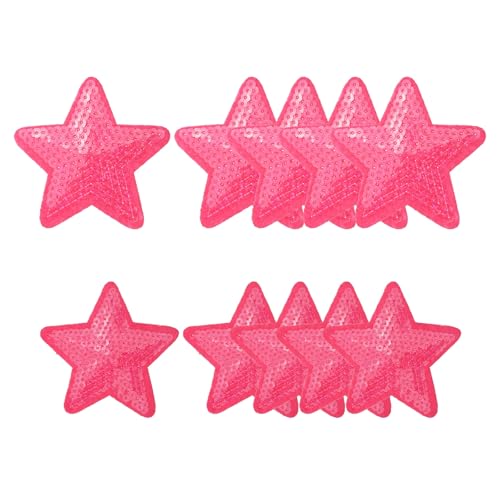 YELARXI Pailletten-Stern-Aufnäher zum Aufbügeln, bestickt, zum Aufnähen und Aufnähen, für DIY-Schuhe, Hüte, Rucksäcke, Kleidung, Reparatur – (10 Stück, Laser-Rose, 2 Größen) von YELARXI