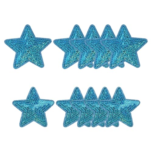 YELARXI Pailletten-Stern-Aufnäher zum Aufbügeln, bestickt, zum Aufnähen und Aufnähen, für DIY-Schuhe, Hüte, Rucksäcke, Kleidung, Reparatur – (10 Stück, Laserblau, 2 Größen) von YELARXI