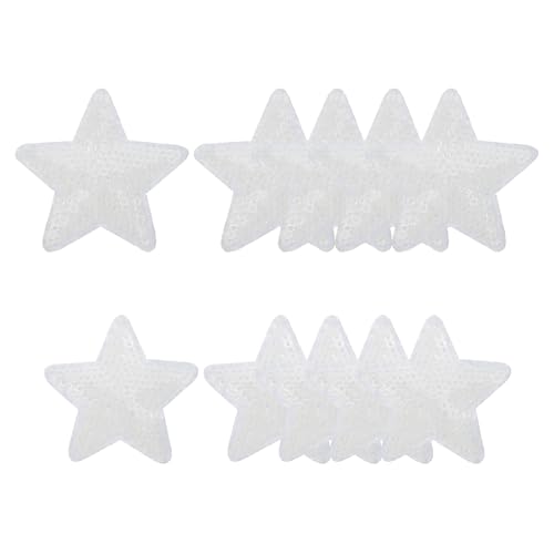 YELARXI Pailletten-Stern-Aufnäher zum Aufbügeln, bestickt, zum Aufnähen und Aufnähen, für DIY-Schuhe, Hüte, Rucksäcke, Kleidung, Reparatur – (10 Stück, Laserweiß, 2 Größen) von YELARXI