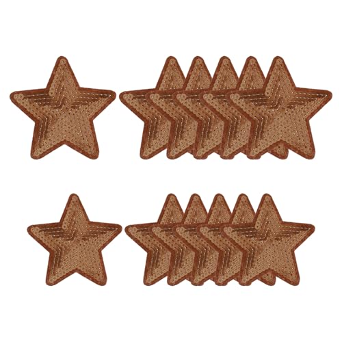 YELARXI Pailletten-Stern-Aufnäher zum Aufbügeln, bestickt, zum Aufnähen und Aufnähen, für DIY-Schuhe, Hüte, Rucksäcke, Kleidung, Reparatur – (12 Stück, Kaffee, 2 Größen) von YELARXI