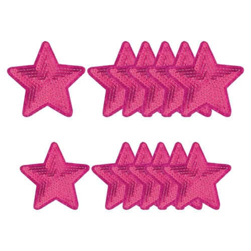 YELARXI Pailletten-Stern-Aufnäher zum Aufbügeln, bestickt, zum Aufnähen und Aufnähen, für DIY-Schuhe, Hüte, Rucksäcke, Kleidung, Reparatur – (12 Stück, Rose, 2 Größen) von YELARXI