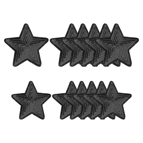 YELARXI Pailletten-Stern-Aufnäher zum Aufbügeln, bestickt, zum Aufnähen und Aufnähen, für DIY-Schuhe, Hüte, Rucksäcke, Kleidung, Reparatur – (12 Stück, Schwarz, 2 Größen) von YELARXI