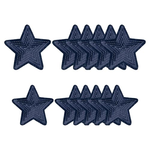 YELARXI Pailletten-Stern-Aufnäher zum Aufbügeln, bestickt, zum Aufnähen und Aufnähen, für DIY-Schuhe, Hüte, Rucksäcke, Kleidung, Reparatur – (12 Stück, dunkelblau, 2 Größen) von YELARXI