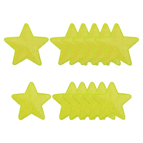 YELARXI Pailletten-Stern-Aufnäher zum Aufbügeln, bestickt, zum Aufnähen und Aufnähen, für DIY-Schuhe, Hüte, Rucksäcke, Kleidung, Reparatur – (12 Stück, gelb, 2 Größen) von YELARXI
