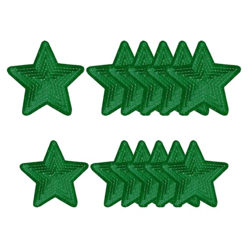YELARXI Pailletten-Stern-Aufnäher zum Aufbügeln, bestickt, zum Aufnähen und Aufnähen, für DIY-Schuhe, Hüte, Rucksäcke, Kleidung, Reparatur – (12 Stück, grün, 2 Größen) von YELARXI