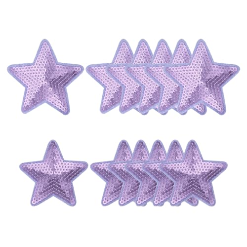YELARXI Pailletten-Stern-Aufnäher zum Aufbügeln, bestickt, zum Aufnähen und Aufnähen, für DIY-Schuhe, Hüte, Rucksäcke, Kleidung, Reparatur – (12 Stück, lila, 2 Größen) von YELARXI