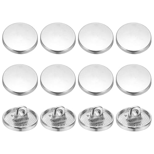 YELARXI Runde flache Metallknöpfe, Legierungsschaft, runde Form, Nähknöpfe – passend für (Männer – Frauen – Mantel – Hemd – Anzug – Hosen – Nähen Handwerk) 12 mm & 12 Stück & Hellweiß von YELARXI