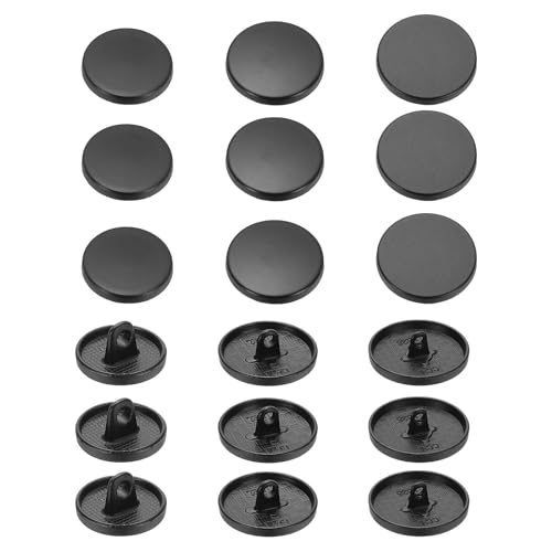 YELARXI Runde flache Metallknöpfe, Legierungsschaft, runde Form, Nähknöpfe – passend für (Männer – Frauen – Mantel – Hemd – Anzug – Hosen – Nähen Handwerk) 15/20/25 mm & 18 Stück & Mattschwarz von YELARXI