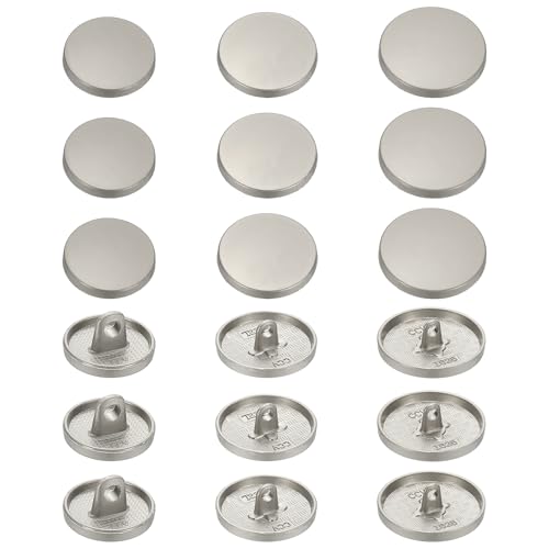 YELARXI Runde flache Metallknöpfe, Legierungsschaft, runde Form, Nähknöpfe – passend für (Männer – Frauen – Mantel – Hemd – Anzug – Hosen – Nähen Handwerk) 15/20/25 mm & 18 Stück & Nebel Silber von YELARXI