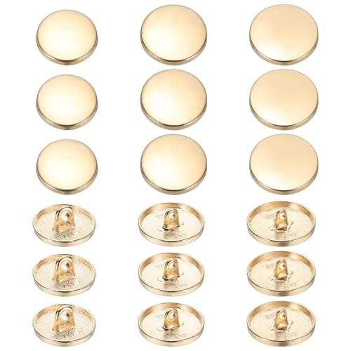 YELARXI Runde flache Metallknöpfe, Legierungsschaft, runde Form, Nähknöpfe – passend für (Männer – Frauen – Mantel – Hemd – Anzug – Hosen – Nähen Handwerk) 15/20/25 mm & 18 Stück & Roségold von YELARXI
