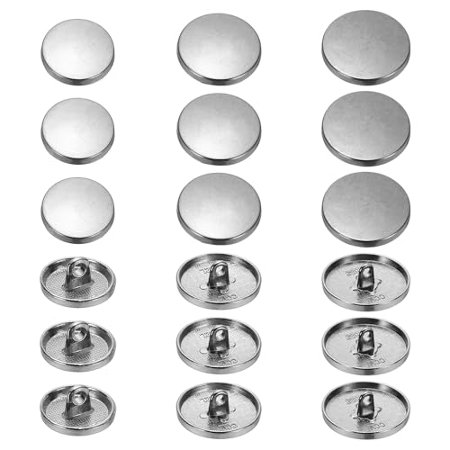 YELARXI Runde flache Metallknöpfe, Legierungsschaft, runde Form, Nähknöpfe – passend für (Männer – Frauen – Mantel – Hemd – Anzug – Hosen – Nähen Handwerk) 15/20/25 mm & 18 Stück & Schwarz von YELARXI