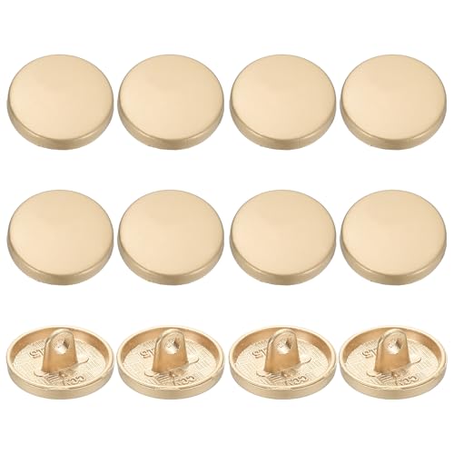YELARXI Runde flache Metallknöpfe, Legierungsschaft, runde Form, Nähknöpfe – passend für (Männer – Frauen – Mantel – Hemd – Anzug – Hosen – Nähen Handwerk) 15 mm & 12 Stück & Sandgold von YELARXI