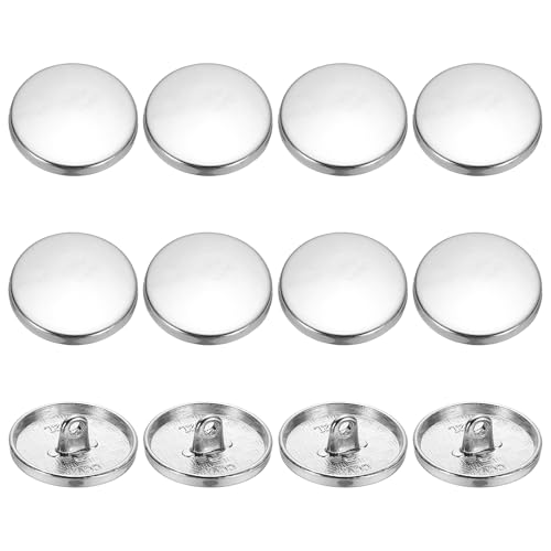 YELARXI Runde flache Metallknöpfe, Legierungsschaft, runde Form, Nähknöpfe – passend für (Männer – Frauen – Mantel – Hemd – Anzug – Hosen – Nähen Handwerk) 20 mm & 12 Stück & hellweiß von YELARXI