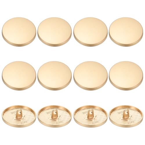 YELARXI Runde flache Metallknöpfe, Legierungsschaft, runde Form, Nähknöpfe – passend für (Männer – Frauen – Mantel – Hemd – Anzug – Hosen – Nähen Handwerk) 25 mm & 12 Stück & Sandgold von YELARXI
