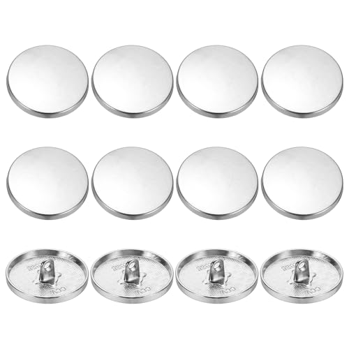 YELARXI Runde flache Metallknöpfe, Legierungsschaft, runde Form, Nähknöpfe – passend für (Männer – Frauen – Mantel – Hemd – Anzug – Hosen – Nähen Handwerk) 25 mm & 12 Stück & hellweiß von YELARXI