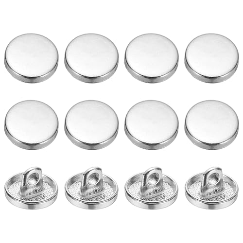 YELARXI Runde flache Metallknöpfe, Legierungsschaft, runde Form, Nähknöpfe – passend für (Männer – Frauen – Mantel – Hemd – Anzug – Hosen – Nähen Handwerk) 9 mm & 12 Stück & Hellweiß von YELARXI