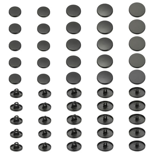 YELARXI Runde flache Metallknöpfe, Legierungsschaft, runde Form, Nähknöpfe – passend für (Männer – Frauen – Mantel – Hemd – Hosen – Nähen Handwerk) 10/12/15/20/25 mm & 25 Stück & Mattschwarz von YELARXI