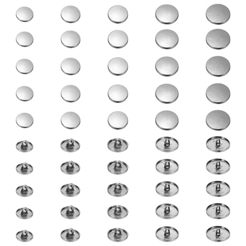 YELARXI Runde flache Metallknöpfe, Legierungsschaft, runde Form, Nähknöpfe – passend für (Männer – Frauen – Mantel – Hemd – Hosen – Nähen Handwerk) 10/12/15/20/25 mm & 25 Stück & Schwarz von YELARXI