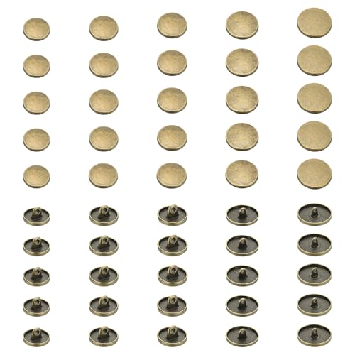 YELARXI Runde flache Metallknöpfe, Legierungsschaft, runde Form, Nähknöpfe – passend für (Männer – Frauen – Mantel – Hemd – Hosen – Nähhandwerk) 10/12/15/20/25 mm & 25 Stück & Bronzeton von YELARXI