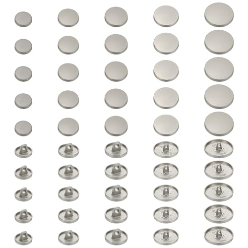 YELARXI Runde flache Metallknöpfe, Legierungsschaft, runde Form, Nähknöpfe – passend für (Männer – Frauen – Mantel – Hemd – Hosen – Nähhandwerk) 10/12/15/20/25 mm & 25 Stück & Nebel Silber von YELARXI