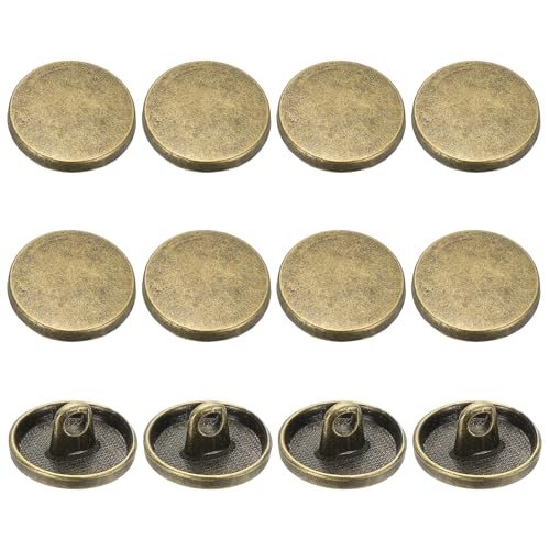 YELARXI Runde flache Metallknöpfe, Legierungsschaft, runde Form, Nähknöpfe – passend für Männer – Frauen – Mantel – Hemd – Anzug – Hosen – Nähhandwerk – 18 mm & 12 Stück & Bronzeton von YELARXI