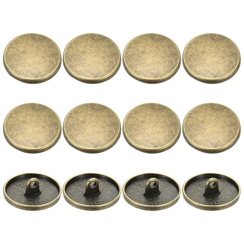 YELARXI Runde flache Metallknöpfe, Legierungsschaft, runde Form, Nähknöpfe – passend für Männer – Frauen – Mantel – Hemd – Anzug – Hosen – Nähhandwerk – 20 mm & 12 Stück & Bronzeton von YELARXI