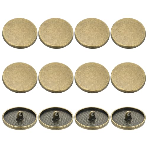 YELARXI Runde flache Metallknöpfe, Legierungsschaft, runde Form, Nähknöpfe – passend für Männer – Frauen – Mantel – Hemd – Anzug – Hosen – Nähhandwerk – 25 mm & 12 Stück & Bronzeton von YELARXI
