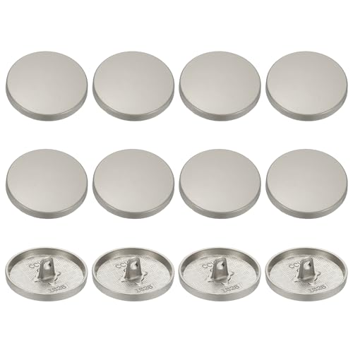 YELARXI Runde flache Metallknöpfe, Legierungsschaft, runde Form, Nähknöpfe – passend für Männer – Frauen – Mantel – Hemd – Anzug – Hosen – Nähhandwerk – 25 mm & 12 Stück & Nebel Silber von YELARXI
