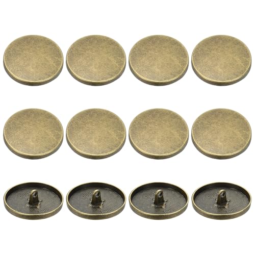 YELARXI Runde flache Metallknöpfe, Legierungsschaft, runde Form, Nähknöpfe – passend für Männer – Frauen – Mantel – Hemd – Anzug – Hosen – Nähhandwerk – 30 mm & 12 Stück & Bronzeton von YELARXI