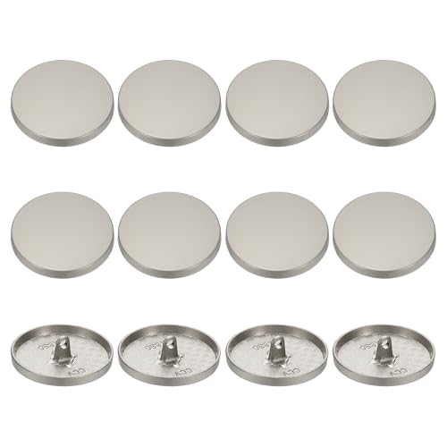 YELARXI Runde flache Metallknöpfe, Legierungsschaft, runde Form, Nähknöpfe – passend für Männer – Frauen – Mantel – Hemd – Anzug – Hosen – Nähhandwerk – 30 mm & 12 Stück & Nebel Silber von YELARXI