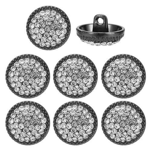 YELARXI Strass-Knöpfe, zum Aufnähen auf Strass-Knöpfe, Metall, rund, passend für (Kleidung, Dekoration, Basteln, Nähzubehör, Hochzeit), 8 Stück & 15 mm & Schwarz/Weiß von YELARXI