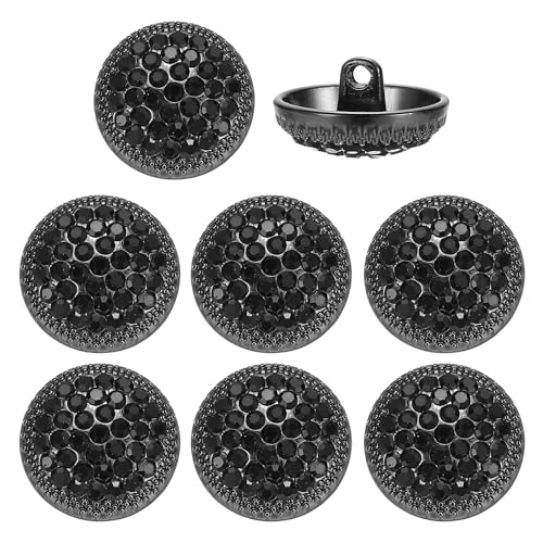 YELARXI Strass-Knöpfe, zum Aufnähen auf Strass-Knöpfe, Metall, rund, passend für (Kleidung, Dekoration, Basteln, Nähzubehör, Hochzeit), 8 Stück & 18 mm & Schwarz/Schwarz von YELARXI