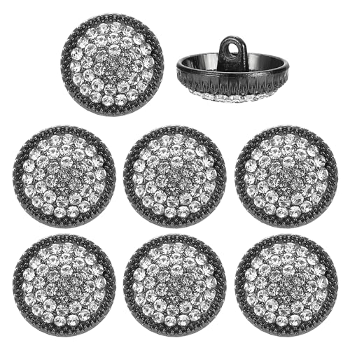 YELARXI Strass-Knöpfe, zum Aufnähen auf Strass-Knöpfe, Metall, rund, passend für (Kleidung, Dekoration, Basteln, Nähzubehör, Hochzeit), 8 Stück & 18 mm & Schwarz/Weiß von YELARXI