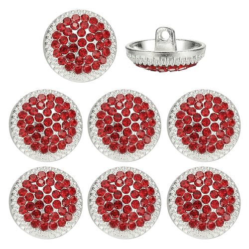 YELARXI Strass-Knöpfe, zum Aufnähen auf Strass-Knöpfe, Metall, rund, passend für (Kleidung, Dekoration, Basteln, Nähzubehör, Hochzeit), 8 Stück & 18 mm & Weiß/Rot von YELARXI