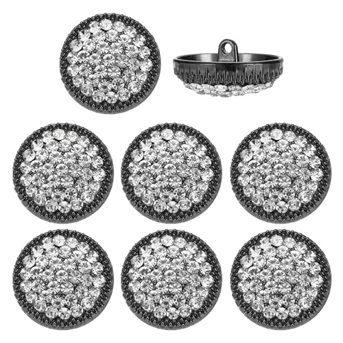 YELARXI Strass-Knöpfe, zum Aufnähen auf Strass-Knöpfe, Metall, rund, passend für (Kleidung, Dekoration, Basteln, Nähzubehör, Hochzeit), 8 Stück & 25 mm & Schwarz/Weiß von YELARXI
