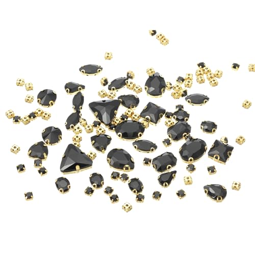 YELARXI Strasssteine zum Aufnähen, Metallbasis, Kristallglas-Edelsteine, 1,5 - 1,9 cm, passend für Schmuck, Kleidung, Kostüme, Schuhe, Kleider, Handwerk, gemischte Formen, 130 Stück, Schwarz YELARXI Strasssteine zum Aufnähen, Metallbasis, Kristallglas-Edelsteine, 1,5 - 1,9 cm, passend für Schmuck, Kleidung, Kostüme, Schuhe, Kleider, Handwerk, gemischte Formen, 130 Stück, Schwarz von YELARXI