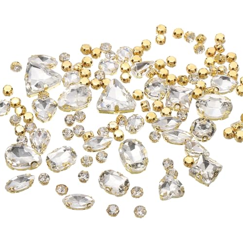 YELARXI Strasssteine zum Aufnähen, Metallbasis, Kristallglas-Edelsteine, 1,5 - 1,9 cm, passend für Schmuck, Kleidung, Kostüme, Schuhe, Kleider, Handwerk, gemischte Formen, 130 Stück, Weiß YELARXI Strasssteine zum Aufnähen, Metallbasis, Kristallglas-Edelsteine, 1,5 - 1,9 cm, passend für Schmuck, Kleidung, Kostüme, Schuhe, Kleider, Handwerk, gemischte Formen, 130 Stück, Weiß von YELARXI