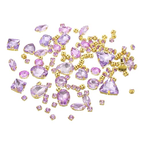YELARXI Strasssteine zum Aufnähen, Metallbasis, Kristallglas-Edelsteine, 1,5 - 1,9 cm, passend für Schmuck, Kleidung, Kostüme, Schuhe, Kleider, Handwerk, gemischte Formen (130 Stück, Kristallviolett) YELARXI Strasssteine zum Aufnähen, Metallbasis, Kristallglas-Edelsteine, 1,5 - 1,9 cm, passend für Schmuck, Kleidung, Kostüme, Schuhe, Kleider, Handwerk, gemischte Formen (130 Stück, Kristallviolett) von YELARXI